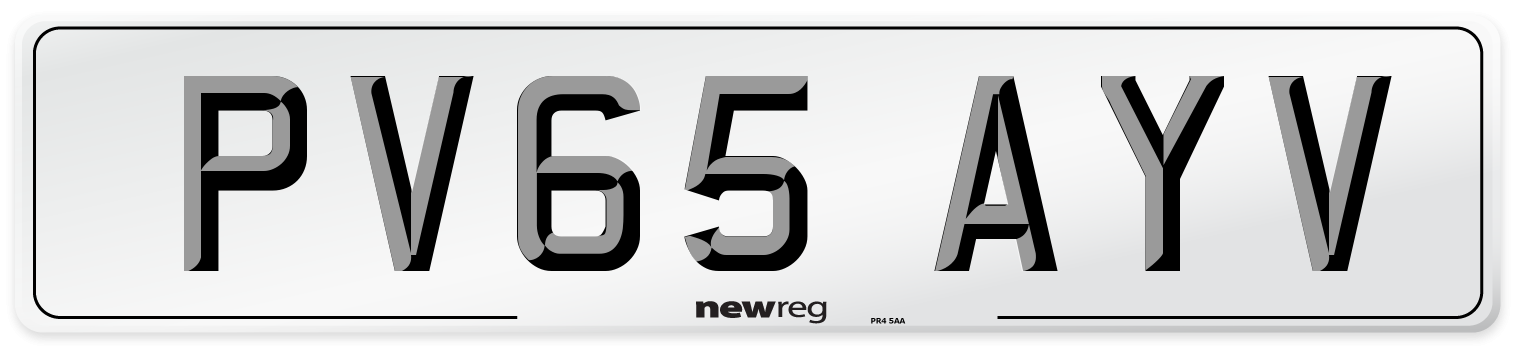 PV65 AYV Number Plate from New Reg